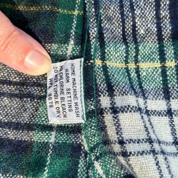 Vintage 1970 Saturdays in California Men Wool Shirt Blue Green Plaid Size Med - Picture 5 of 12